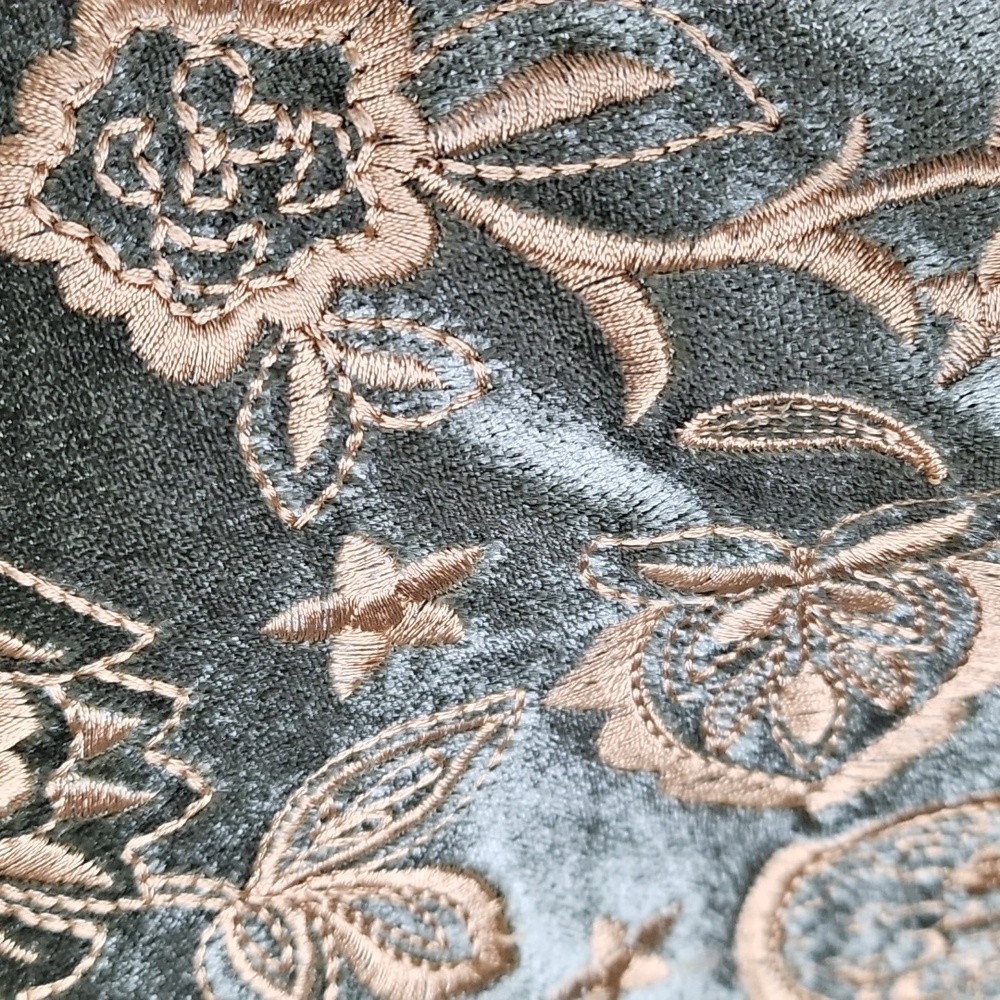 Soft Surroundings Olive Green Velvet Embroidered Tunic - Picture 4 of 16